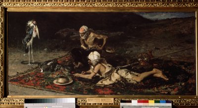 ""The Snake Charmers"" ヘビにウサギを捧げる Hindu Snake Charmers (Hindu Snake Charmers) . Mariano Fortuny y Marsal (1838-1874) の絵画 作： Mariano Fortuny y Marsal