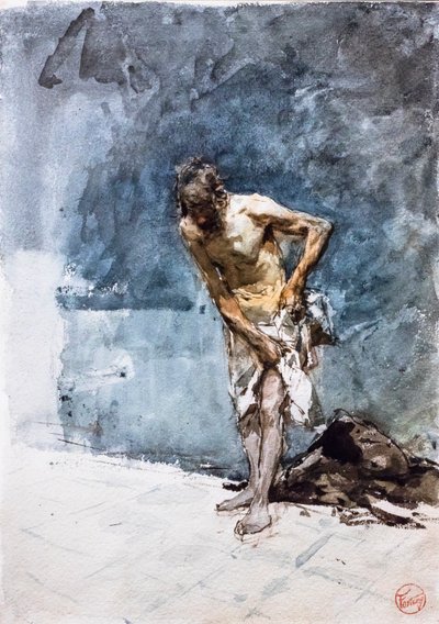 ふんどし姿の男、1871年頃（水彩・紙） 作： Mariano Fortuny