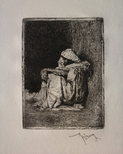 座っているモロッコ人。 作： Mariano Fortuny y Carbó