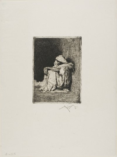 座って両手を膝の上で組むアラブ人 作： Mariano Fortuny y Marsal