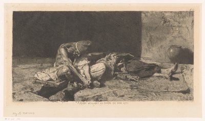 友人の死体を見守るアラブ人男性 Arabe veillant sur le corps de son ami (オブジェクトのタイトル) 作： Mariano José María Bernardo Fortuny y Carbó