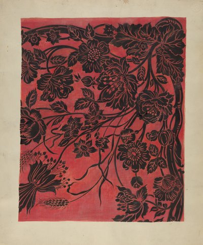 ステンシルされたテーブルカバー、1942年頃。 作： Marie Alain
