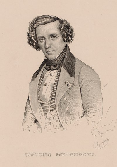作曲家ジャコモ・マイヤーベアー1791-1864の肖像（1836年）。 作： Marie Alexandre Menut Alophe