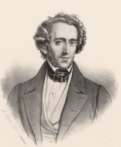 ピアニスト兼作曲家のフェリックス・メンデルスゾーン・バルトルディ1809-1847の肖像。 作： Marie Alexandre Menut Alophe