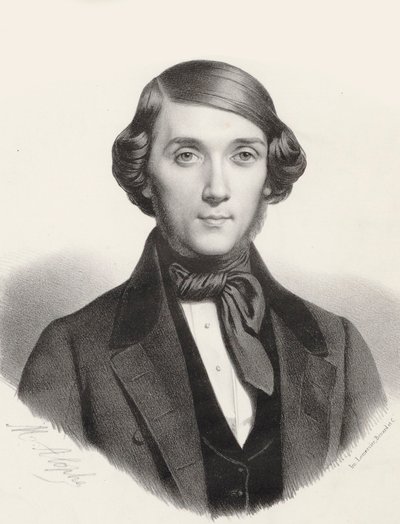 ピアニスト兼作曲家のJean-Henri Ravina 1818-1906の肖像画、1845年頃。 作： Marie Alexandre Menut Alophe