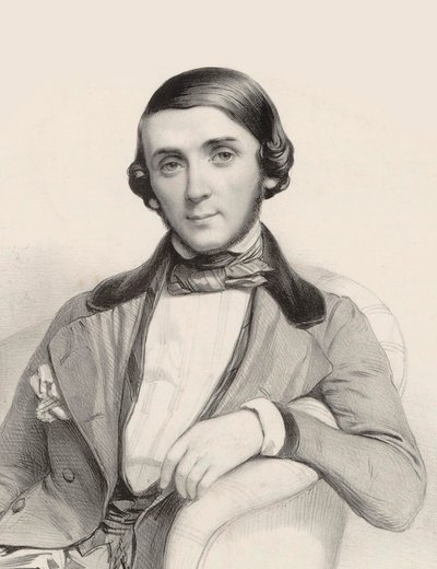 ピアニスト兼作曲家のJean-Henri Ravina 1818-1906の肖像画、1845年頃。 作： Marie Alexandre Menut Alophe