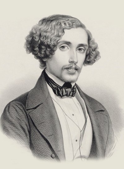 ピアニスト兼作曲家のユリウス・シュルホフ（Julius Schulhoff）1825-1898の肖像、1850年。 作： Marie Alexandre Menut Alophe