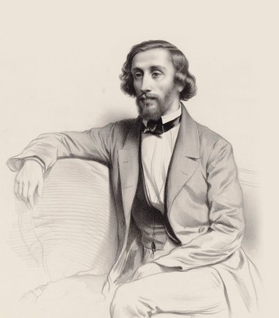 ピアニスト兼作曲家のユリウス・シュルホフ（Julius Schulhoff）1825-1898 , 1854年の肖像。 作： Marie Alexandre Menut Alophe