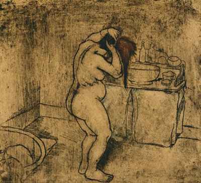 彼女の髪をとかすキャサリンヌード;キャサリンヌードSe Coiffant、1895 作： マリー・クレメンティーヌ・ヴァラドン
