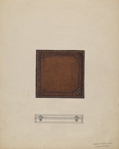 レザーメダルケース、1936年。 作： Marie Famularo