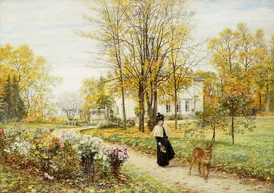 秋の日の遊歩道、 作： Marie Francois Firmin Girard