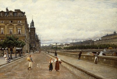 セーヌ川沿いの早朝、 作： Marie Francois Firmin Girard