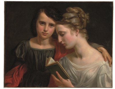 「ポールとヴィルジニー」からの朗読 (キャンバスに油彩) 作： Marie Françoise Caroline Vallée