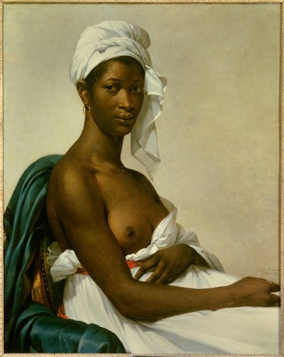 ネグレスの肖像 胸を当てられた黒人女性。Marie-Guillemine Benoist, nee Marie Guillemine de Laville-Leroux (1768-1826) による絵画 1800 Sun.0,81x0,65 m - ネグレスの肖像 - マリー・ギレーミン・ブノワ（1768-1826）の絵画、油彩・キャンバス ( 作： Marie Guilhelmine Benoist