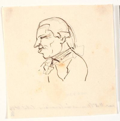 男性の肖像画。 左がプロフィール。 似顔絵 作： Marie Jeanne Clemens