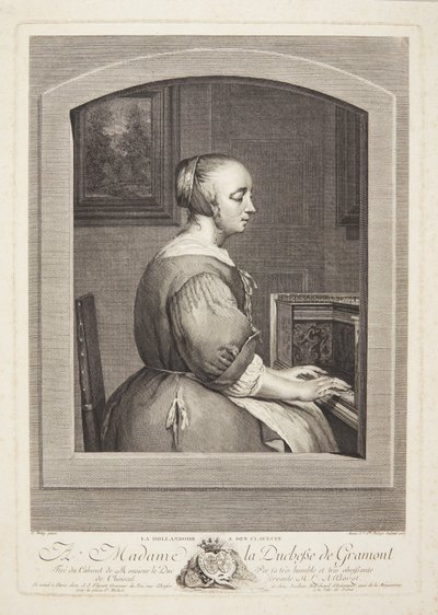窓越しにハープシコードを演奏するオランダ人女性 作： Marie Louise Adélaïde Boizot