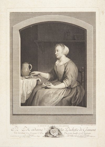 窓越しに朝食を食べるオランダ人女性 作： Marie Louise Adélaïde Boizot
