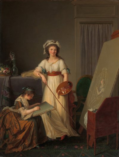 女性画家のアトリエのインテリア、1789年。 作： Marie Victoire Lemoine