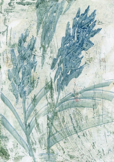 水色の花、2022年（油彩、紙） 作： Marina Falco