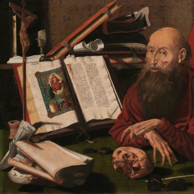 書斎の聖ヒエロニムス 作： Marinus van Reymerswale (attributed to)
