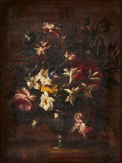 ガラスの花瓶の花のある静物（キャンバスに油彩） 作： Mario (attr.to) Nuzzi