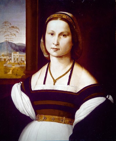 若い女性の肖像（パネル） 作： Mariotto Albertinelli