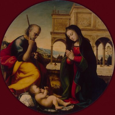 キリストの子供への礼拝c。 1500 作： Mariotto Albertinelli