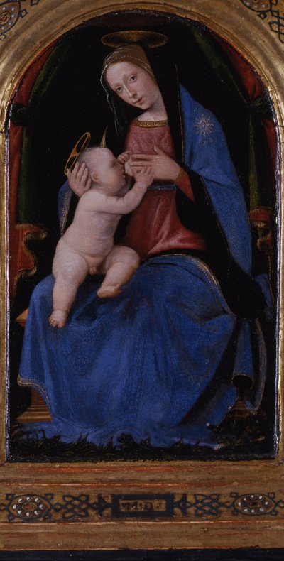 トリプティク、中央パネル：即位マリアラクタン、1500 作： Mariotto Albertinelli
