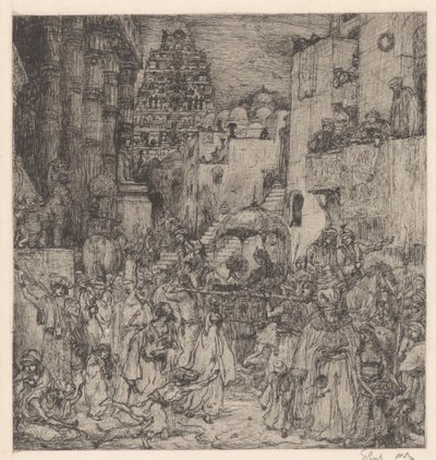 群衆は大いなる喜びで通りを満たした 作： Marius Bauer (signed by artist)