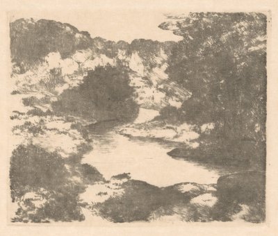 川のある丘陵の風景 作： Marius Holleman