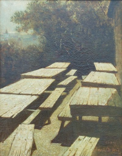 居酒屋のテーブルの上の月 作： Marius Pictor (1852 1924)