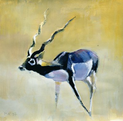 Black Buck、Velavadar、1997（紙のミクストメディア） 作： Mark Adlington