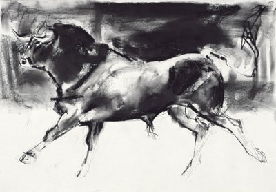 ブラックブル（紙に木炭） 作： Mark Adlington