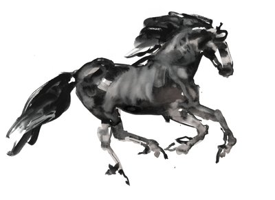 Gallop、2015年（紙にインクと水彩） 作： Mark Adlington