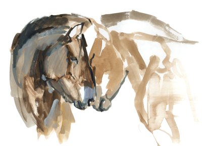 ノーズトゥノーズ（Przewalski）、2013年（sennelierインク、水彩、ガッシュ） 作： Mark Adlington