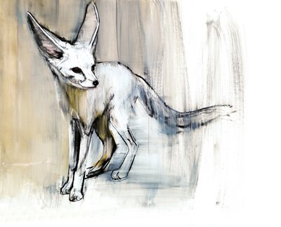 サンドフォックス、2009年（紙に炭と炭） 作： Mark Adlington