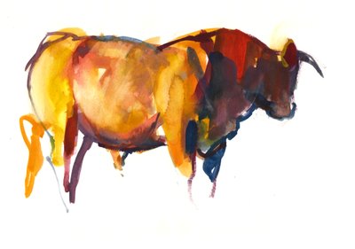 サンセットブル、2010（水彩、ガッシュ、紙） 作： Mark Adlington