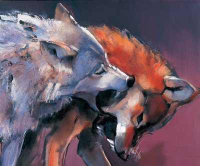 275280のキャンバスの詳細に2つの狼オイル 作： Mark Adlington