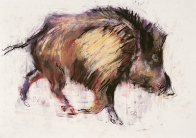 Wild Boar Trotting、1999年（紙に黒鉛、コンテ、木炭） 作： Mark Adlington