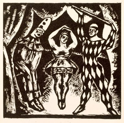 道化師、ロジャー・フライの木版画 作： Mark Gertler