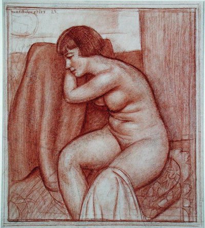 座ったヌード像（紙に鉛筆 作： Mark Gertler