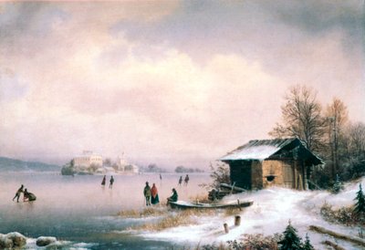 冬の風景、リュブリャナ、c1844-1871 作： Marko Pernhart