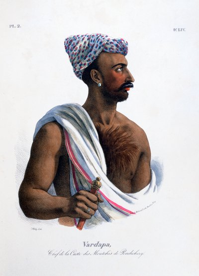「ポンディシェリー プドゥシェリーのカーストの首長」、インド、1828 年 作： Marlet et Cie