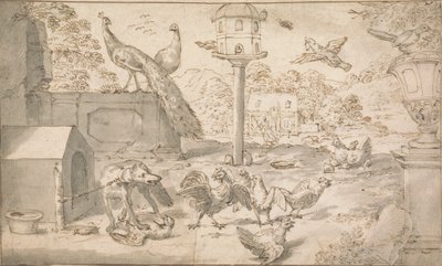 鳥と犬のいる風景 作： Marmaduke Cradock