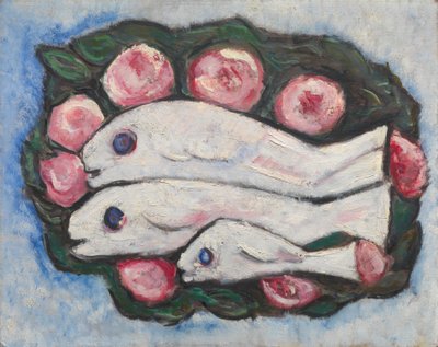 沈黙の宴会、1935-36（キャンバスボードに油彩） 作： Marsden Hartley