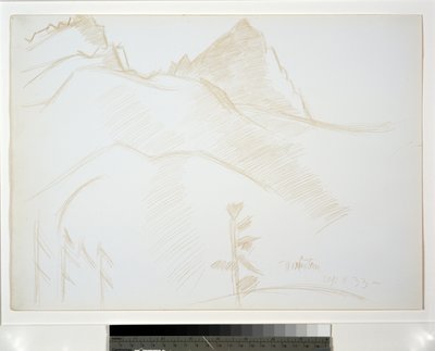 松の木のある山の風景 作： Marsden Hartley