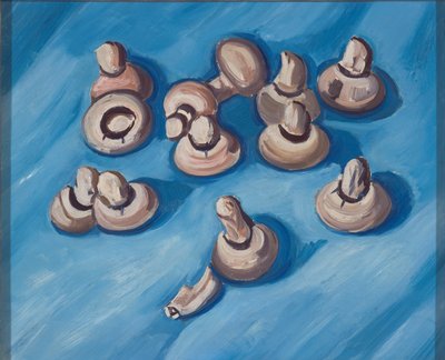 青色の背景にキノコ 作： Marsden Hartley