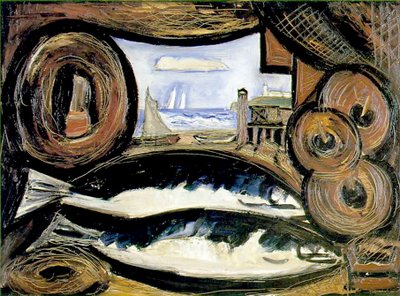 フィッシュハウス、ニューイングランド、1934 作： Marsden Hartley