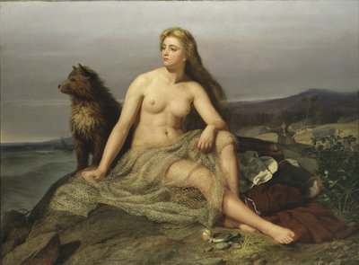 Winge, Marten Eskil (1825-1896)の『クラカ（アスラウグ、アスローグ）』。油彩・キャンバス 作： Mårten Eskil Winge