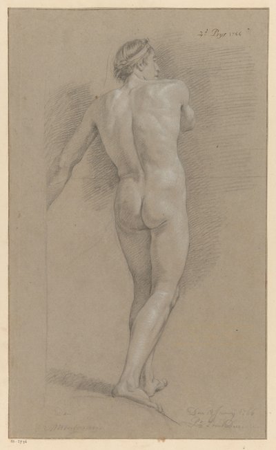 後ろから見た男性立裸体（二等賞 1766年） 作： Marten Houtman